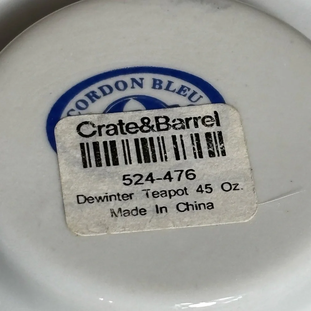 Cordon Bleu Crate& Barrel White Ceramic Teapot & Warmer Koen De Winter 1984